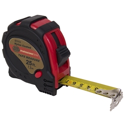 Tuff Stuff 51113 1" x 25' SAE/MM Rubber Covered Magnetic Tipped Tape Measure With Quick Lock And Easy Read Measurements