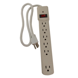 G-Force 55096 White 6 Outlet Surge Protector With 2.5' Foot Cord And 750 Joules