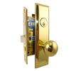 Marks Steel Body Grade 1 55NY10A/3 New Yorker Series, Polished Brass US3 Right Hand Entrance Mortise Lock Set, Screwless Knobs Thru-Bolted Lockset