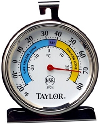 Taylor, 5924, Classic Stainless Steel 3" Round Dial Freezer/Refrigerator Thermometer