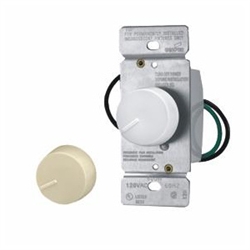 Cooper, 6000VW-K2, Rotary dimmer switch with preset, 600W, White, Ivory