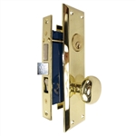 Tuff Stuff Security Metro Version (Marks 91A/3 Like) 6100AR Right Hand Polished Brass US3 Apartment Mortise Entry Lockset, swivel spindle with Screw on Knobs Surface Mounted Lock Set