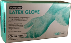 Volk Clean Hand, 61076LG, General Purpose, Disposable Latex Gloves, Powdered, 5 mil, Rolled Cuff, Large, 100 Per Box