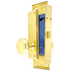 HUD (Marks 91DW/3 Like) Polished Brass Right Hand Mortise Lock Knob Vestibule Function Always Locked Storeroom Latch Only Lockset, Surface Mounted Screw-on Knobs Lock Set with MAXTECH Front face plate:1-1/16" x 7-5/8"