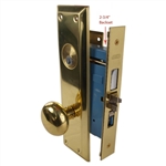 Marks Metro 71A/3, Polished Brass US3 Left Hand Mortise Entry Lockset Surface Mounted - Screw On Knobs with Swivel Spindle, 2-3/4" Backset, 1-1/4" x 8" Wide Faceplate, Lock Set