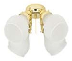 Westinghouse, 77837 C4836PB, 4 Light, Frosted Ribbed Glass, Polished Brass Holder, Ceiling Fan Light Kit