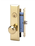 Marks New Yorker 7NY10DW/3, Left Hand Polished Brass Mortise Lock Knob Vestibule Function Always Locked Storeroom Latch Only 2-3/4" Lock Set, Screwless Knobs Thru Bolted Lockset