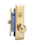 Marks New Yorker 7NY10DW/3, Right Hand Polished Brass Mortise Lock Knob Vestibule Function Always Locked Storeroom Latch Only 2-3/4" Lock Set, Screwless Knobs Thru Bolted Lockset