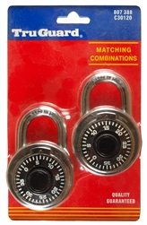 Tru Guard, 807388, 2 Pack, 2", Stainless Steel Combination Lock, Black