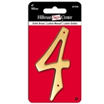 The Hillman Group 847046 4" Traditional Solid Brass House Number 4