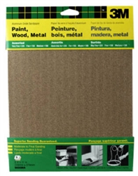 3M Company, 9005, 5 Pack, 9" x 11", Assorted Grits, Aluminum Oxide, Sandpaper Sheet