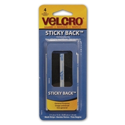 Velcro USA, 90075, 3-1/2" L x 3/4" W 4 Pack, Black, Velcro Sticky Back Hook and Loop Strips Fasteners