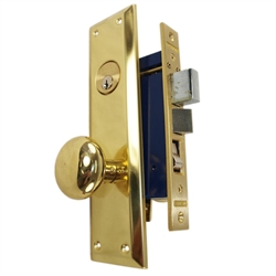 Marks Metro 91A/3-X Left Hand Brass Mortise Entry, Surface Mounted Lockset with 1-1/4" x 8" Wide Face Plate Lock Set