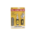 KC Professional, 99012, 12 Piece Stubby Tool Set, Ratchet Screwdriver & Adjustable Wrench