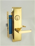 Marks New Yorker 9NY92A/3, Right Hand Polished Brass Mortise Entry Lock Set, Screwless Lever Thru-Bolted Lockset