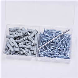 Starborn, ANK06, 100 Pack #6 - 8 Anchors, Screws 8 x 1" Phillips, Plastic Ribbed Anchor Kit
