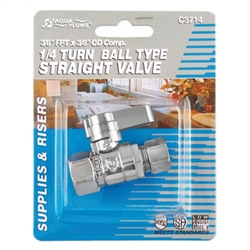 Aqua Plumb C3714 1/4" Turn Ball Straight Valve With 3/8" FIP To Connector 3/8" Compression