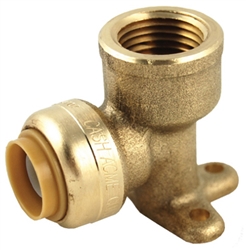 PipeBite, CC10020, 1/2" x 1/2", Female Iron Pipe, Lead Free, Drop Ear Elbow, Sharkbite Like Push Fit Fittings For Use With Copper Tubing Copper Tube Size, CPVC & Pex, With Integral Tube Liner Included