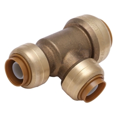 PipeBite, CC10070, 3/4" x 1/2" x 1/2", Lead Free, Reducing Tee, (Sharkbite Like) Push Fit Fittings For Use With Copper Tubing, CPVC & Pex With Integral Tube Liner Included