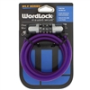 Wordlock CL-436-PU Purple WLX Series 8mm x 5' FT Resettable 4 Dial Combination Cable Lock