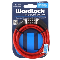 Wordlock CL-455-RD Red 6mm x 4' FT 4 Dial Combination Cable Lock