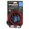 Wordlock CL-466-RD Red WLX Series 12mm x 6' FT Resettable 4 Dial Combination Cable Lock