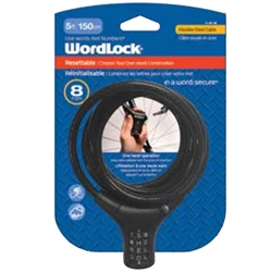 Wordlock CL-661-BK Black 8mm x 5' FT Combination Quick Release Cable Lock Resettable