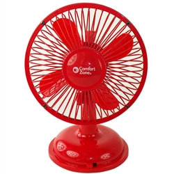 Comfort Zone CZ5USBRD Red 5" Mini Oscillating Desk Fan Powered By USB or 4 x AA Batteries, Dual Powered