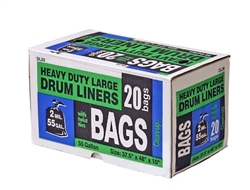 H.B. Smith Tools, DL20, 20 Count, 55 Gallon, 2 Mil, Black, Heavy Duty Large Drum Liners Trash Bag