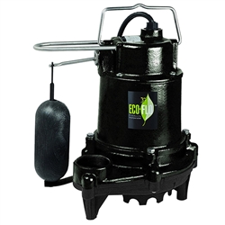 Eco-Flo EFSA50 Black 1/2 HP, 115V, 10A, Heavy Duty Cast Iron Submersible Sump Pump