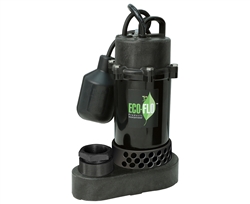 Eco-Flo ECFSPP33W 1/3 HP ANODIZED ALUMINUM/THERMOPLASTIC SUMP PUMP W/ WIDE ANGLE SWITCH - FULLY SUBMERSIBLE - 1-1/2" FNPT DISCHARGE (INCLUDES; 1-1/2" MNPT X 1-1/4" FNPT ADAPTER) - 8' POWER CORD - UP TO 3600 GPH - MAXIMUM VERITICAL LIFT OF 25'