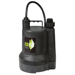 Eco-Flo ECFSUP55 1/4 HP SUBMERSIBLE UTILITY PUMP - THERMOPLASTIC CONSTRUCTION - GARDEN HOSE ADAPTER INCLUDED - UP TO 1980 GPH