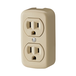 Cooper Wiring 78V Ivory 15A 125V 3 Wire Grounded Surface Duplex Receptical Easily Mounted On Wall