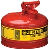 Justrite 7125100 Red 2.5 Gallon Justrite Type 1 Metal Gas Can