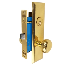 Maxtech (Marks 114DW/3 Like) Polished Brass Right Hand Heavy Duty Mortise Lock Knob Vestibule Function Always Locked Storeroom Latch Only Lockset, Screwless Knobs Thru Bolted Lock Set