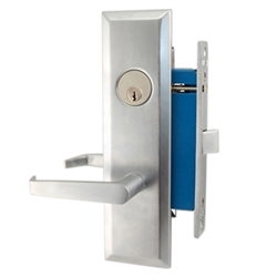 Maxtech (Marks Metro 116DW/26D Like) Left Hand, Satin Chrome 26D, Heavy Duty Mortise Lock Lever Vestibule Function Always Locked Storeroom Latch Only 2-1/2" Lock Set, Screwless Lever Thru Bolted Lockset