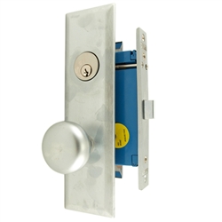 Maxtech (Marks 114DW/26D-X Like), Satin Chrome 26D, Wide Face Plate, Left Hand, Heavy Duty Mortise Lock Knob Vestibule Function Always Locked Storeroom Latch Only Lockset, Screwless Knobs Thru Bolted Lock Set