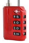 Wordlock LL-206-RD Red RESETTABLE  4 Dial Combination TSA Approved Luggage Lock Padlock