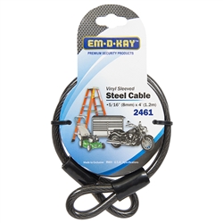 Em-D-Kay 2461 Vinyl Sleeved 5/16" x 4' Steel Cable Bike Lock