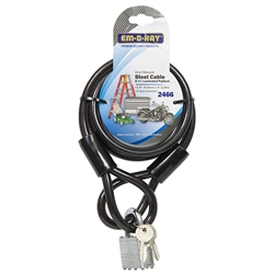 Em-D-Kay 2466 Vinyl Sleeved 3/8" x 6' Steel Cable Bike Lock With 1-1/2" Laminated Padlock