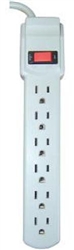 Bright Way, MP6HDJ, White, 6 Outlet Surge Protector, 2.5' Foot Cord, 735 Joules