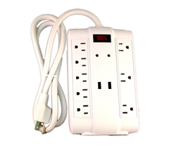 Bright Way, MP8USB, 8 Outlet Surge Protector, 4' Foot Cord, 2 USB Ports, 1200 Joules