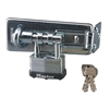 Master Lock 450D 4-1/2 Inch (11cm) Long Hardened Steel Hasp with Integrated 1-3/4 Inch (44mm) Wide Laminated Steel Padlock