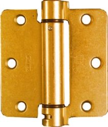 National, N185-199, 3-1/2" x 3-1/2", Brass Adjustable Spring Hinge, Round Corner