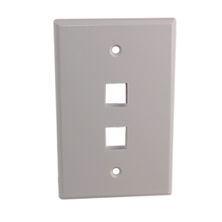 Quest NFP-5028 White 2 Port Keystone Double Gang Oversized Keystone Wall Plate For CAT5E RJ45 Inline Coupler 4.875" x 4.75" x 0.25"