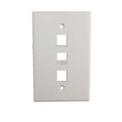 Quest NFP-5038 White 3 Port Keystone Triple Gang Oversized Keystone Wall Plate For CAT5E RJ45 Inline Coupler 4.875" x 4.75" x 0.25"