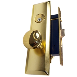 Guard Security Metro Version (Marks 114A/3 Like) P8888LAK Left Hand Polished Brass US3 Apartment Mortise Entry Lockset, self-Adjusting spindles with Screwless Knobs Thru Bolted Lock Set