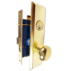 Guard Security Metro Version (Marks 114A/3 Like) P8888RAK Right Hand Polished Brass US3 Apartment Mortise Entry Lockset, self-Adjusting spindles with Screwless Knobs Thru Bolted Lock Set