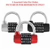 Wordlock PL-001-A1 Resettable 5 Dial Combination Padlock 1 Assorted Color Per Order (Black, Red & Silver)