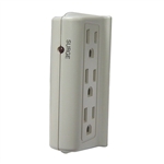 Power Play Products PPP, PP-16110TSM, Tan White, 6 Outlet Side Mount Wall Tap Surge Protector, 180 Joules
